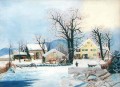 sn037B Impressionismus Schnee Winter Szenerie